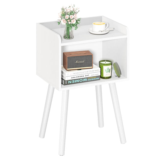 Yoobure Mid Century Modern Nightstand for Small Spaces - Small Side Table with Storage Shelf, Wood End Table Night Stand, Vintage End Tables Living Room, Minimalist Side Tables for Bedroom Dorm Office