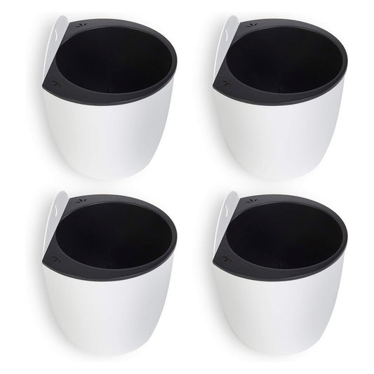 MyGift 7.5 Inch Wall Planters for Indoor Plants, White Plastic Hanging Self Watering Plant Pots, Flower Cactus Herbs Plant Container Wall Planter Set of 4