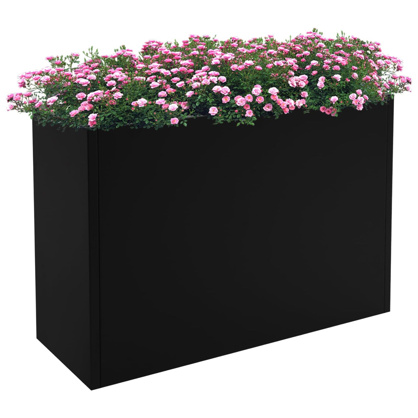Fulavorty Steel Planter Box,Black Planter Large Rectangular Indoor Outdoor Planters with Removable Shelf,Heavy Duty Rectangular Planter for Patio,Deck,Yard,Garden