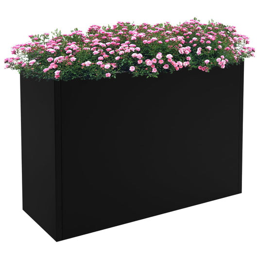Fulavorty Steel Planter Box,Black Planter Large Rectangular Indoor Outdoor Planters with Removable Shelf,Heavy Duty Rectangular Planter for Patio,Deck,Yard,Garden