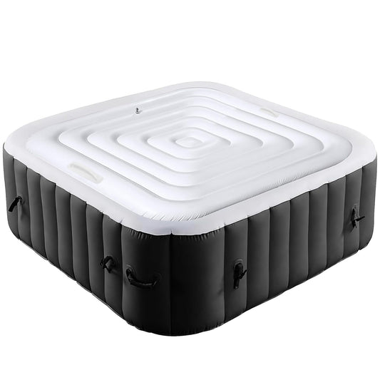 Tlswshsy 5.3 Ft Inflatable Hot Tub Cover- Energy Saving Lid for Square Hot Tub- Foldable Protective Rain Overflow Cover for Outdoor Inflatable Hot Tubs