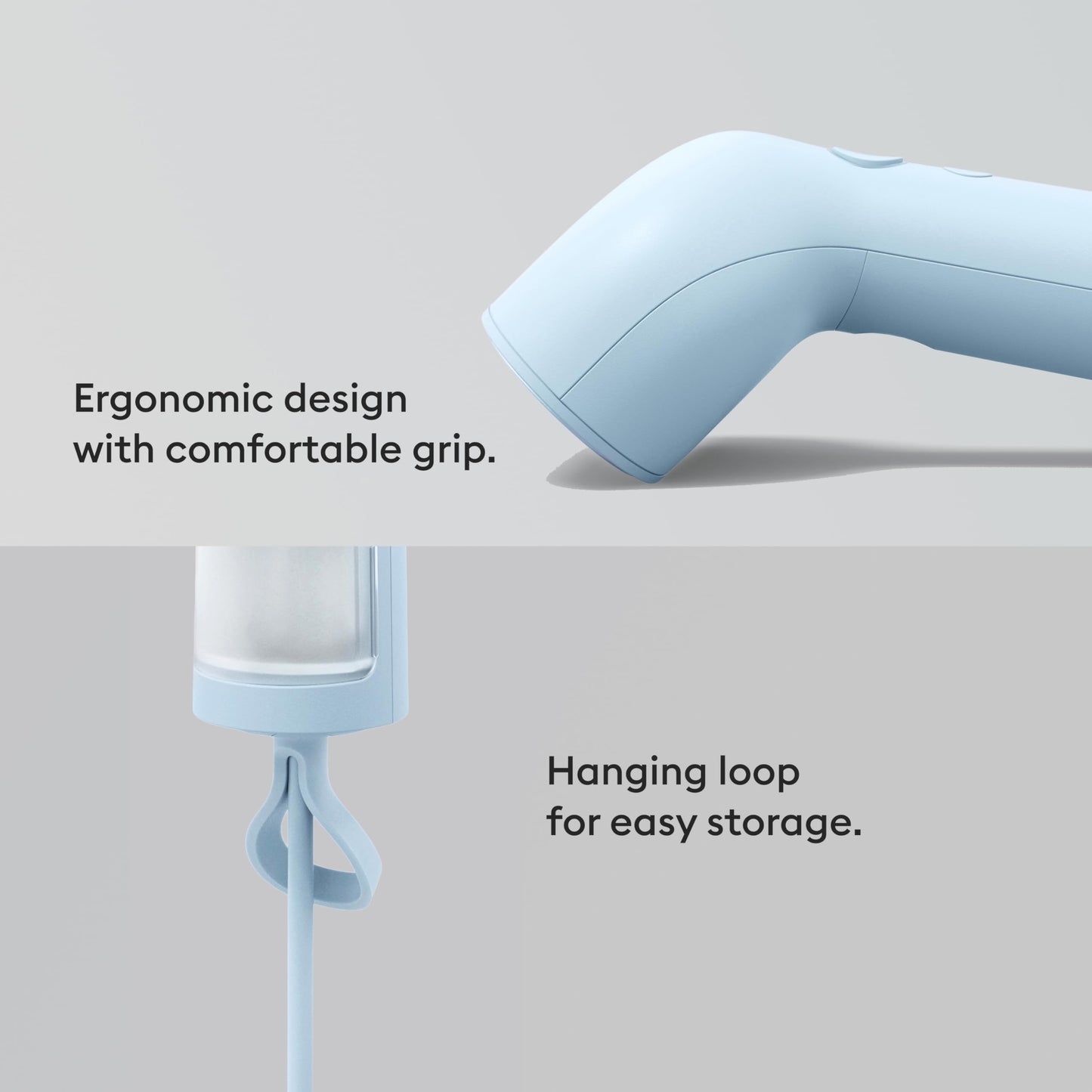 Steamery Handheld Clothes Steamer Cirrus Core, 1350W, Steam Output 0.74 oz/min, Heat up in 15 Seconds, Dry Steam Technology, Hanging Loop, Visible Water Tank, Portable, Scandinavian Design (Blue)