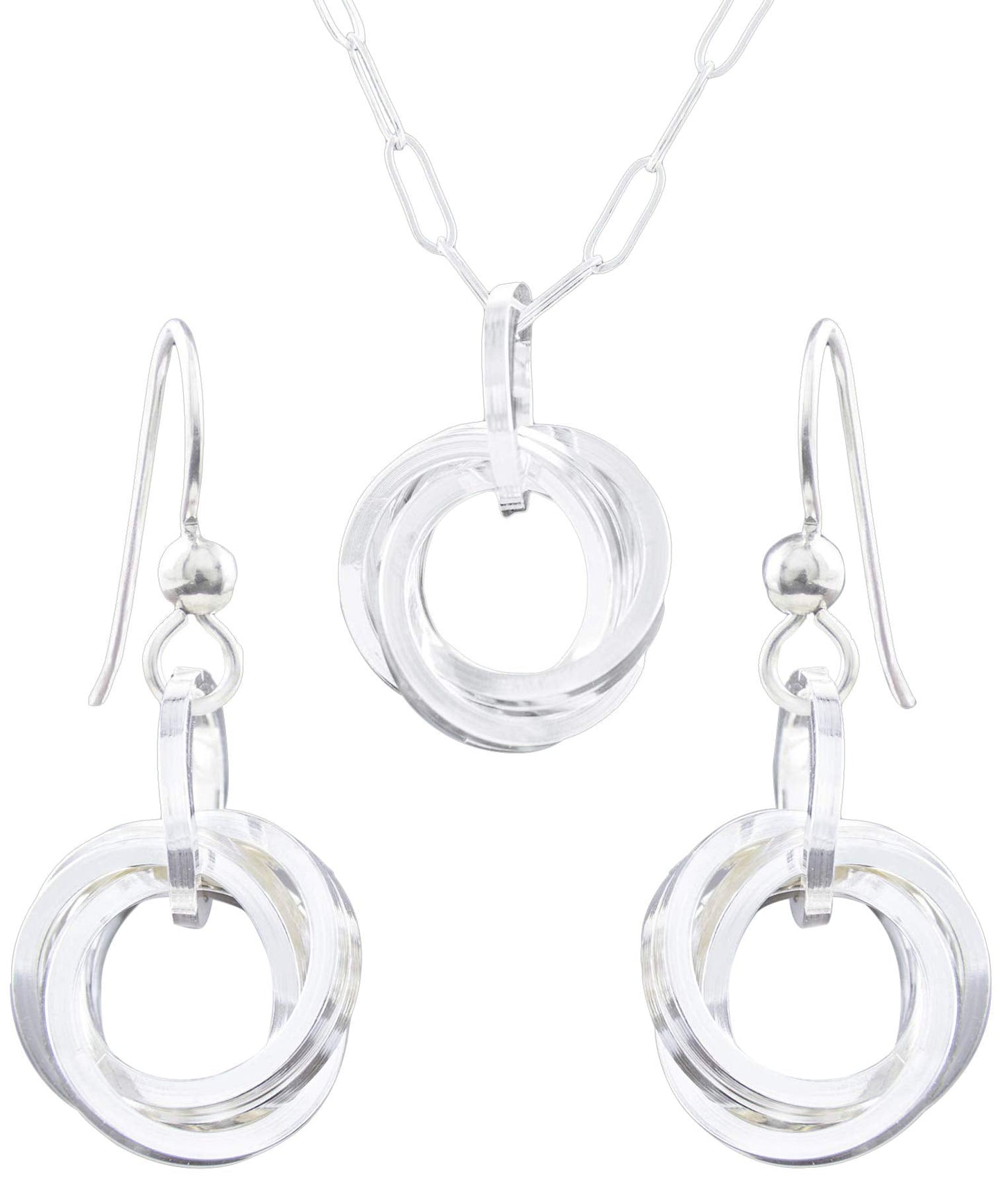Tahmi Real Sterling Silver 925 Everyday Jewelry Set for Women | Minimalist Necklace & Dangle Earrings | Classic Silver Jewelry Gift For Her, 18"