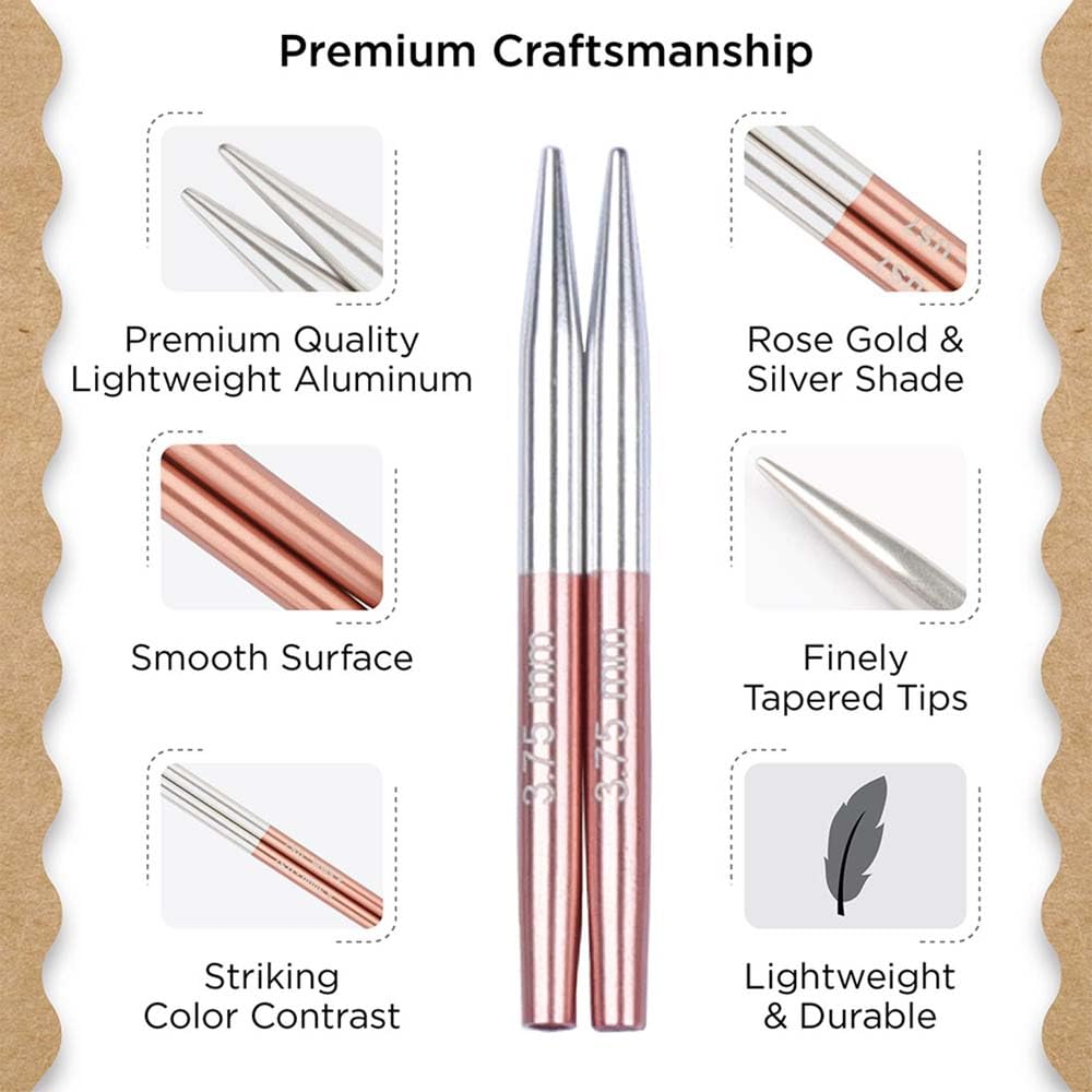 Knitter’s Pride Rosemist Mini Interchangeable Needle Set 2"" (5cm) – 8 US Sizes (2.5 to 10)