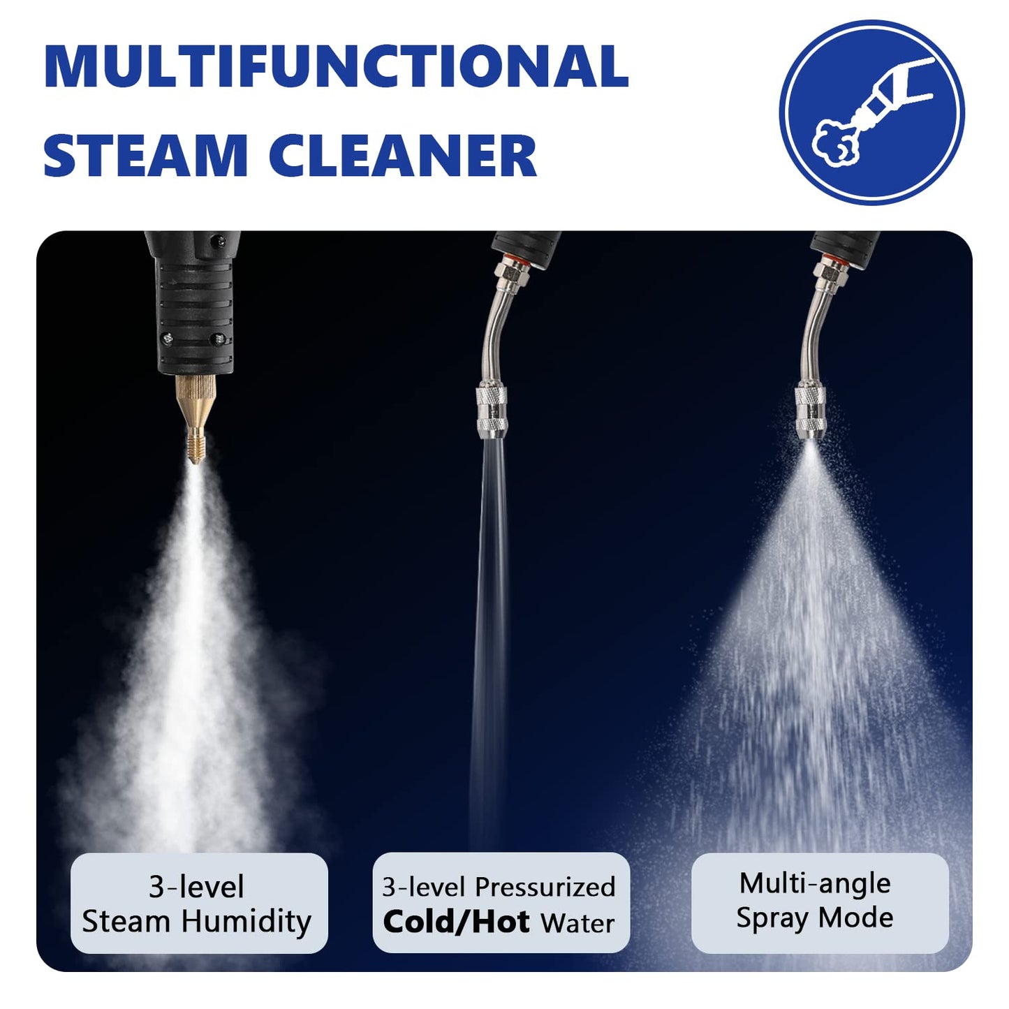 Moongiantgo High Pressure Steam Cleaner, 1700W Power High Temp Portable Handheld Cleaning Machine for Car Detailing, Tankless Heavy Duty for Home Use Kitchen Bathroom Grout Tile
