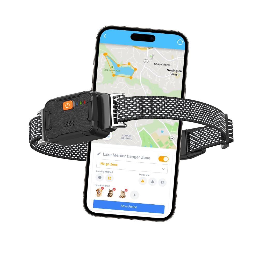 Tilatumo GPS Dog Collar Fence System: Real-Time GPS Tracking, Health Monitoring, Virtual Fence, IPx7 Waterproof Design for Dogs and Multi-Pets [1-Year Free Subscription, $10/Year for Future]