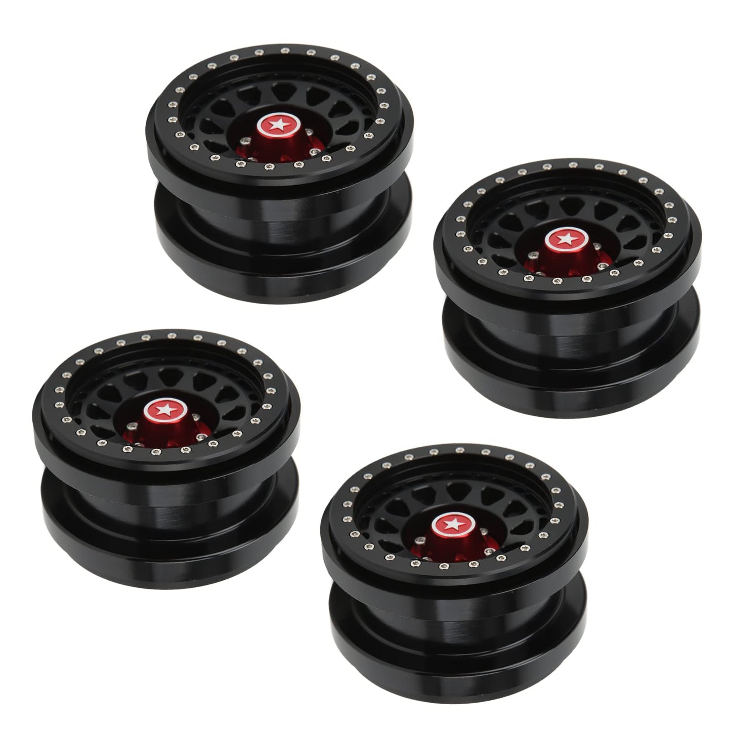 4 PCS 2.9 Inch Wheels 12 Hole Alloy Wheels, 1/6 Car Wheels for AXAIL SCX6 1/6 Car(Black)