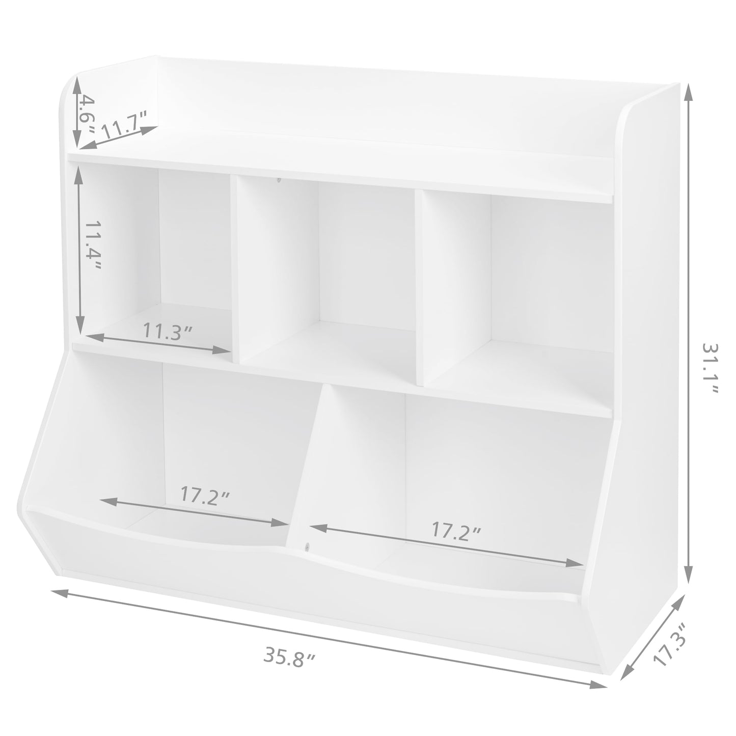 UTEX Toy Storage Organizer with Bookcase, Kid’s Multi Shelf Cubby for Books,Toys, Storage Organizer for Boys,Girls Play Room/Bedroom-White