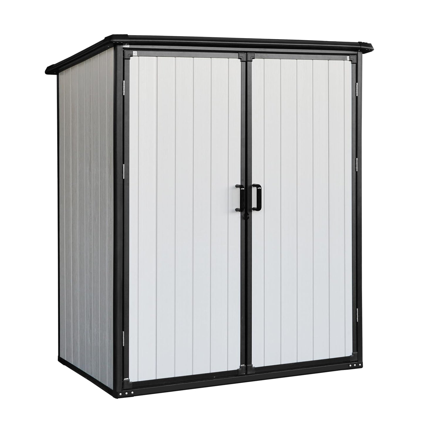 KEIKI 5x3 FT Outdoor Storage Shed Waterproof Resin Cabinet Polypropylene Frame with Lockable Doors for Bikes and Patio Furniture Tools