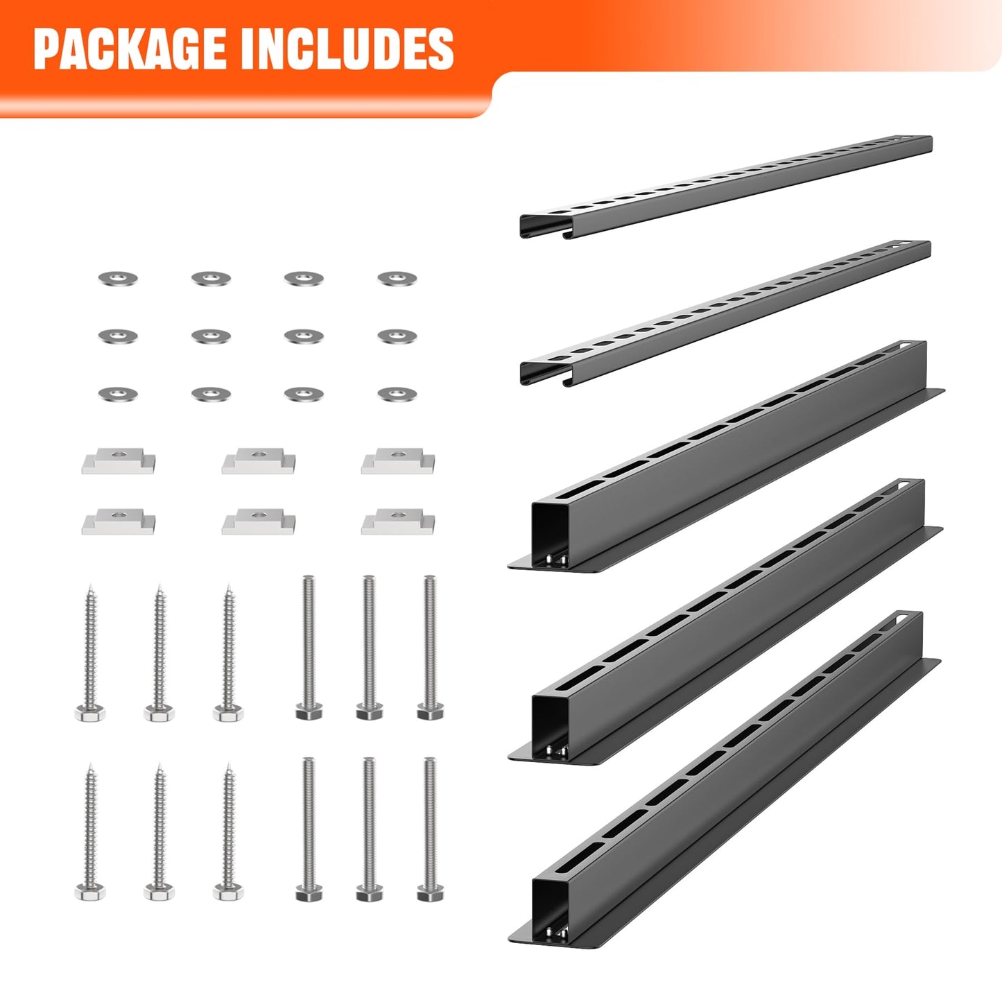 TORACK Garage Ceiling Bin Storage Rack, Overhead Tote Storage Rail System Heavy Duty Adjustable Tote Slide Rails Garage Bins Storage System(Black, Bins are not included)
