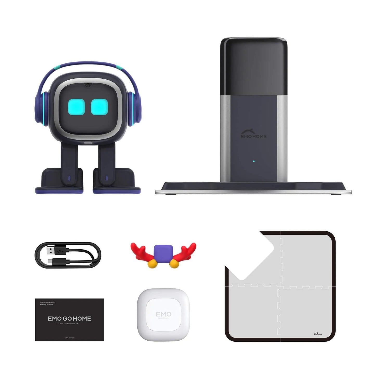 EMOPET AI Desk Robot Companion - ChatGPT Enabled with Voice Commands & Dance Feature, Interactive Robot Pet with Personality, Comes with Charging Home Station