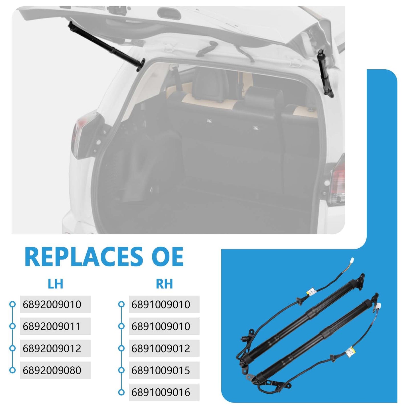 Left & Right Liftgate Actuator Compatible with Toyota 2013-2018 RAV4 Electric Rear Hatch Lift Struts Trunk Tailgate Power Shock Support Replaces 6892009010 6891009010