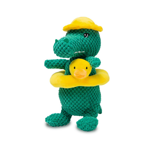 Edlike Squeaky Dinosaur Dog Toy - Multifunctional 2 in 1 Funny Plush Stuffed Animal and Interactive Frisbee Dog Toy for Chewers Puppy Small Big Breed Dogs