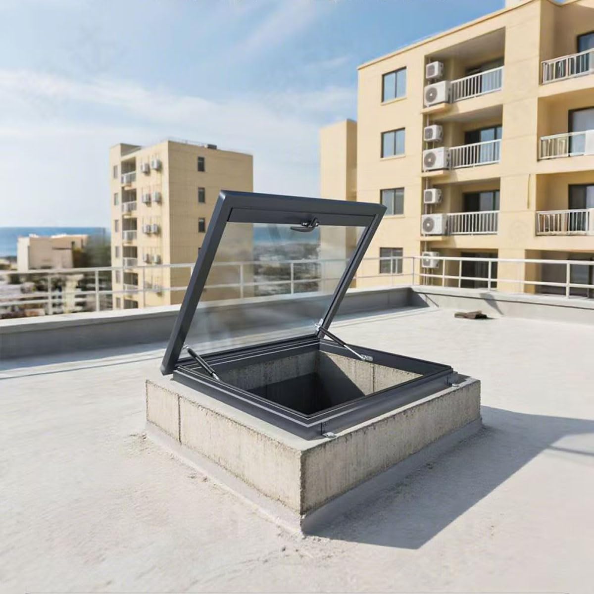 Skylight Roof Window for Home, Ventilated Roof Skylight for Flat Roof with Double Tempered Glass & Aluminum Alloy Frame, Skylights for Attic, Kitchen, Bathroom, Corridor, Bedroom, Sunroom (23.6in)
