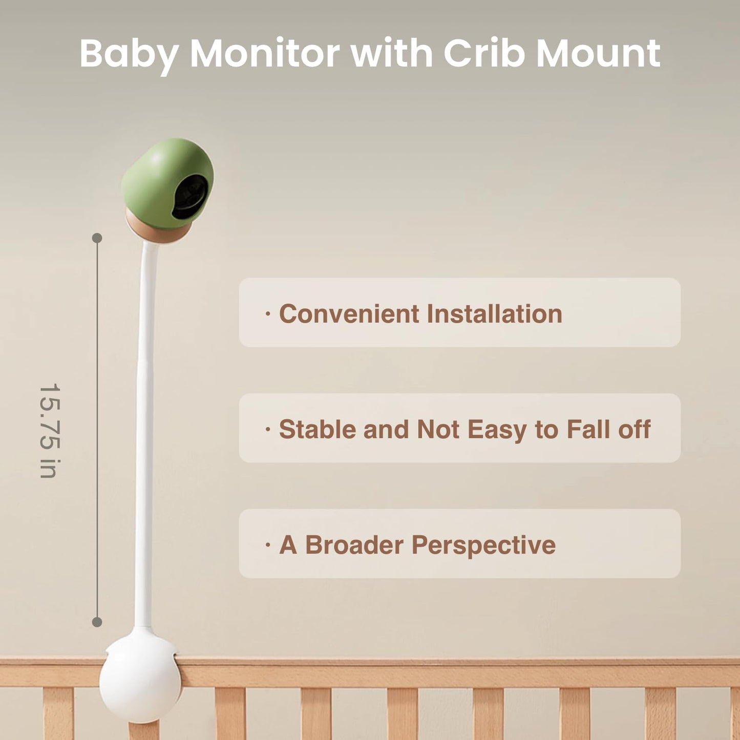 MONAI WiFi Baby Monitor with Camera and Audio, Covered-Face/Sleep/Cry Alerts, Virtual Safety Fence, AI-Powered Smart Baby Monitor with 3K FHD, Night Vision, Local Storage & Cloud Backup, Crib Mount