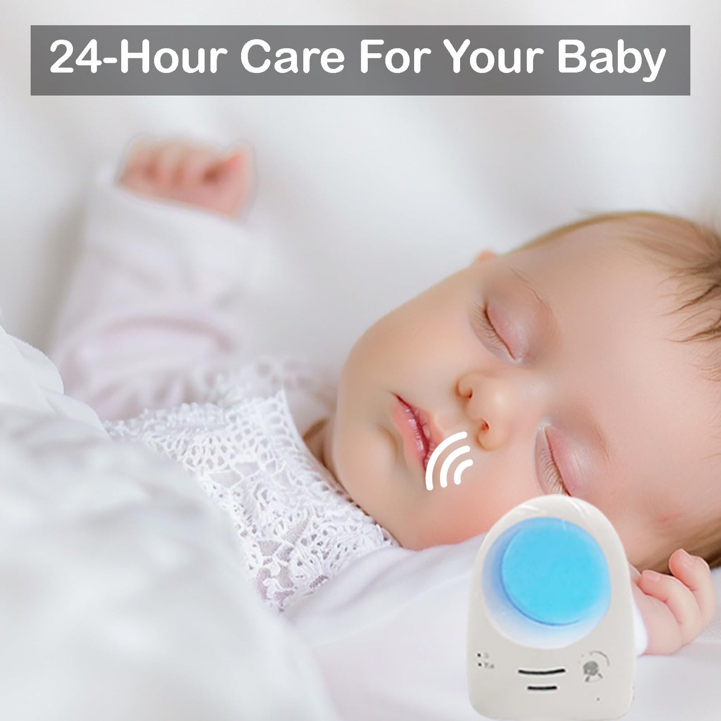 Baby Monitor Audio Only, Baby Sound Monitor for Baby Sleeping with Night Light Noise Detection, 20 Hours Standby Time Wireless Enhanced Range