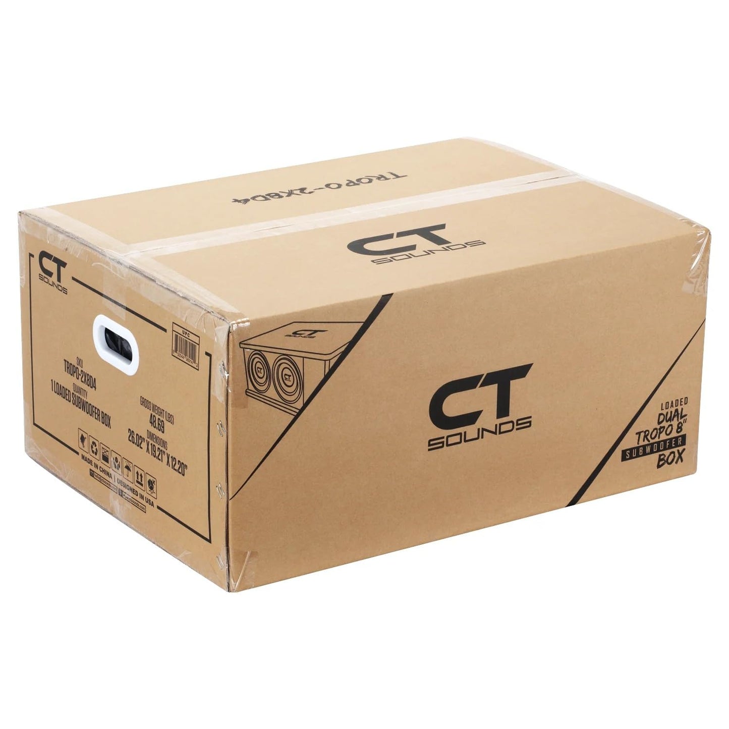 CT Sounds Dual 8” 1600W Loaded Tropo Series Ported Car Subwoofer Box - TROPO-2X8D4