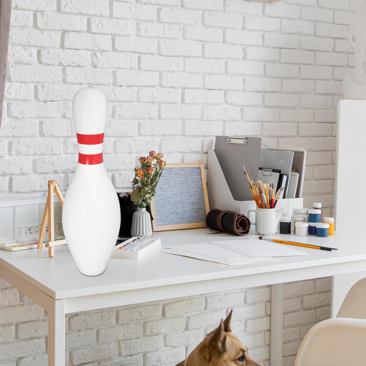 15 Inch Bowling Pin Piggy Bank for Kids, Large White Plastic Money Saving Jar, Unbreakable Coin Holder for Sports Theme Room Decor & Birthday Souvenir