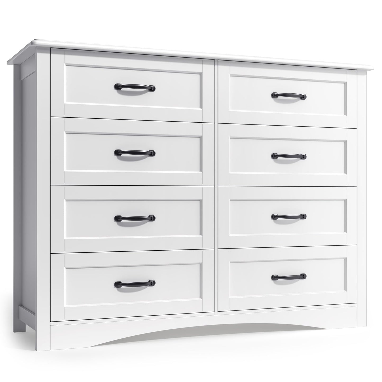 Gizoon 8 Drawer Dresser for Bedroom，Larger Chest of Drawers with Mental Handle for Kids Room, White Dresser with 8 Storage Drawers for Living Room, Entryway and Hallway, White