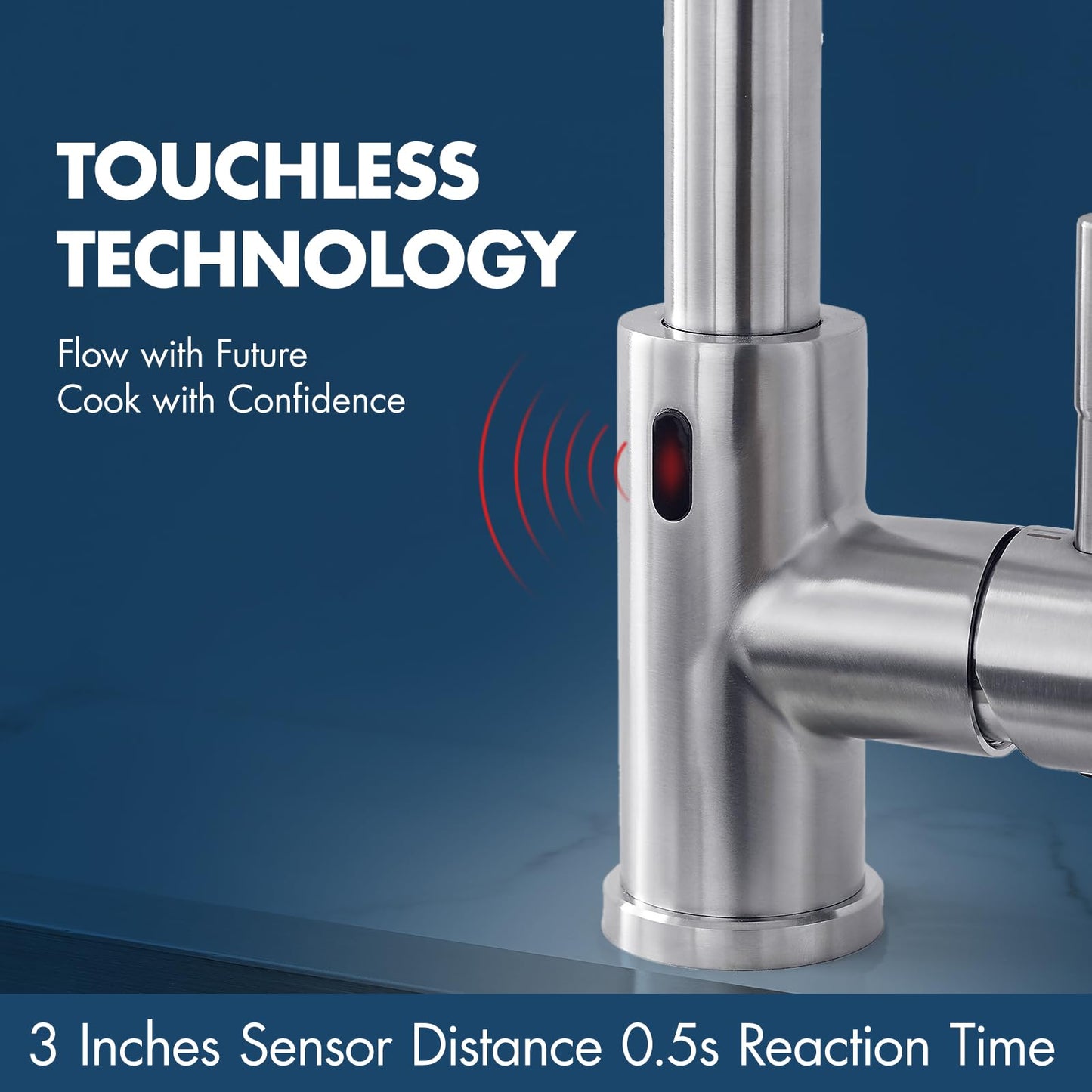 GIMILI Touchless Kitchen Faucet with Pull Down Sprayer Motion Sensor Hands-Free Smart Activated Brushed Nickel Sink Faucets