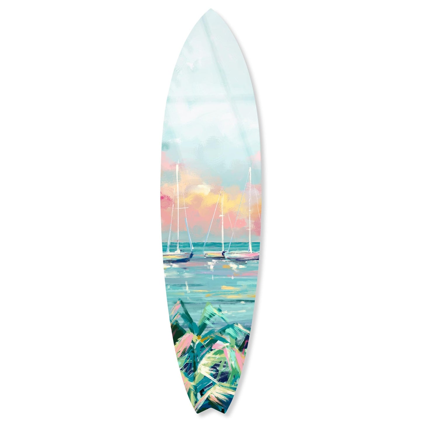 Notoriart Sail Boasts Outside Surfboard Acrylic Wall Art Die-Cut Coastal Modern High-Gloss Home Decor, 15" x 60"