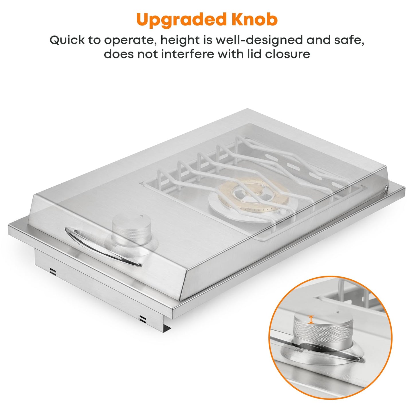 Stanbroil Built-in Single Side Burner for Outdoor Kitchen, 304 Stainless Steel Grilling Side Burners - Liquid Propane Only