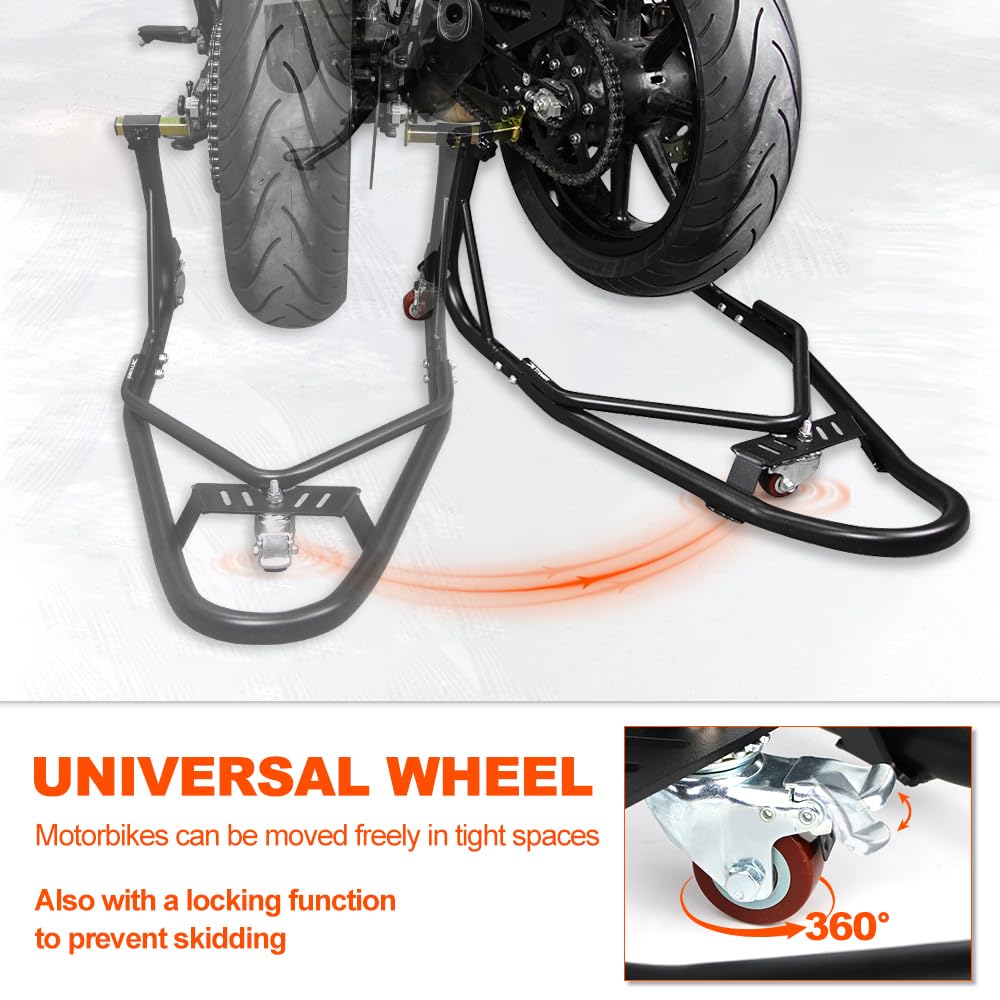 Xitomer Mobile Paddock Motorcycle Stand Dolly, Universal Motorcycle Lift, Adjustable Motorcycle Stand Lift Motorcycle Wheel Stand