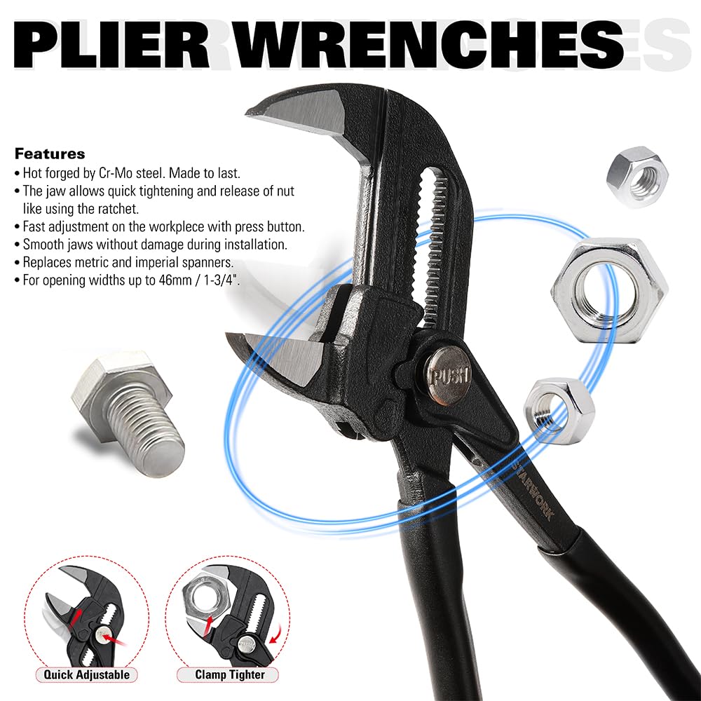 STARWORK TRUE MECHANIC 312-Piece Mechanics Tool Set and Socket Set, Professional【Pliers Wrench 】 SAE/Metric