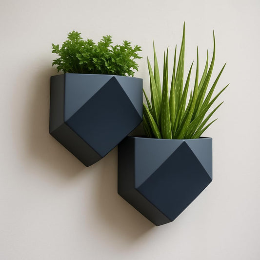Trius Wholesale Collective Vertical Garden Wall Planters – 2-Pack Modern Matte Black Geometric Pots for Indoor Plants, Wall Vase, Indoor and Outdoor Use 6"