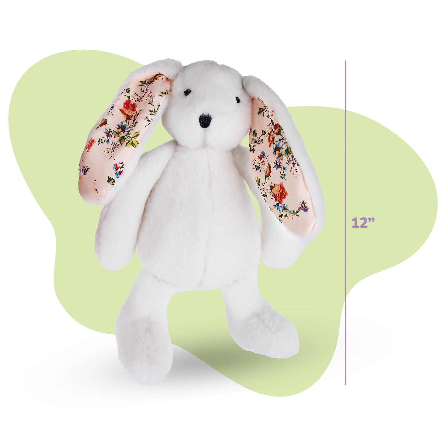 ArtCreativity Blossom Bunny Plush for Kids - 12 inches - White Plush Stuffed Bunny Rabbit with Floral Blossom Print Ears and Feet for Girls - Stuffed Animal Gifts for Kids, Toddlers, and Baby Girls