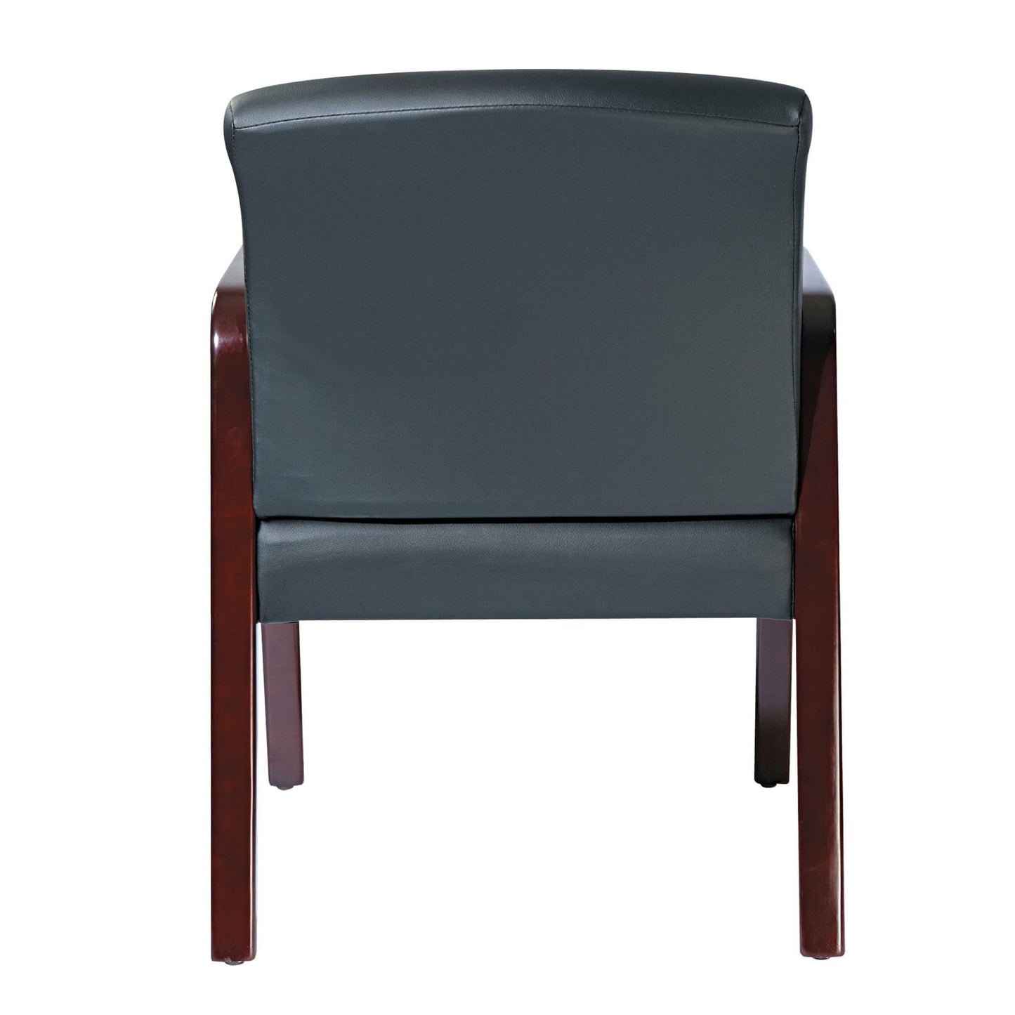 Alera Reception Lounge Series Guest Chair, Mahogany/Black Leather