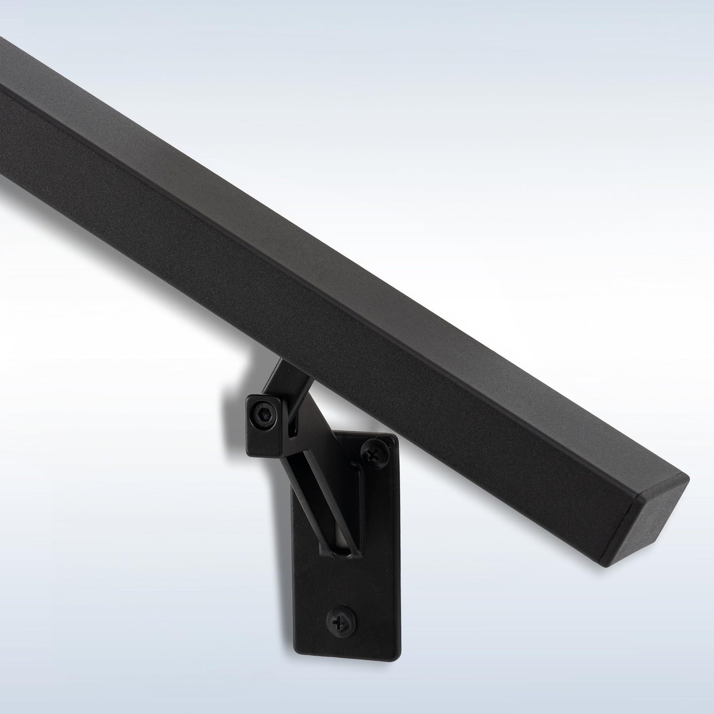 8FT Matte Black Handrails Kit for Indoor Outdoor Stairs，Modern Aluminum Handrail Set,2" X1" Grab bar,Adjustable 304 Stainless Steel Brackets Included，Rust Free (Matte Black, 8 FT)