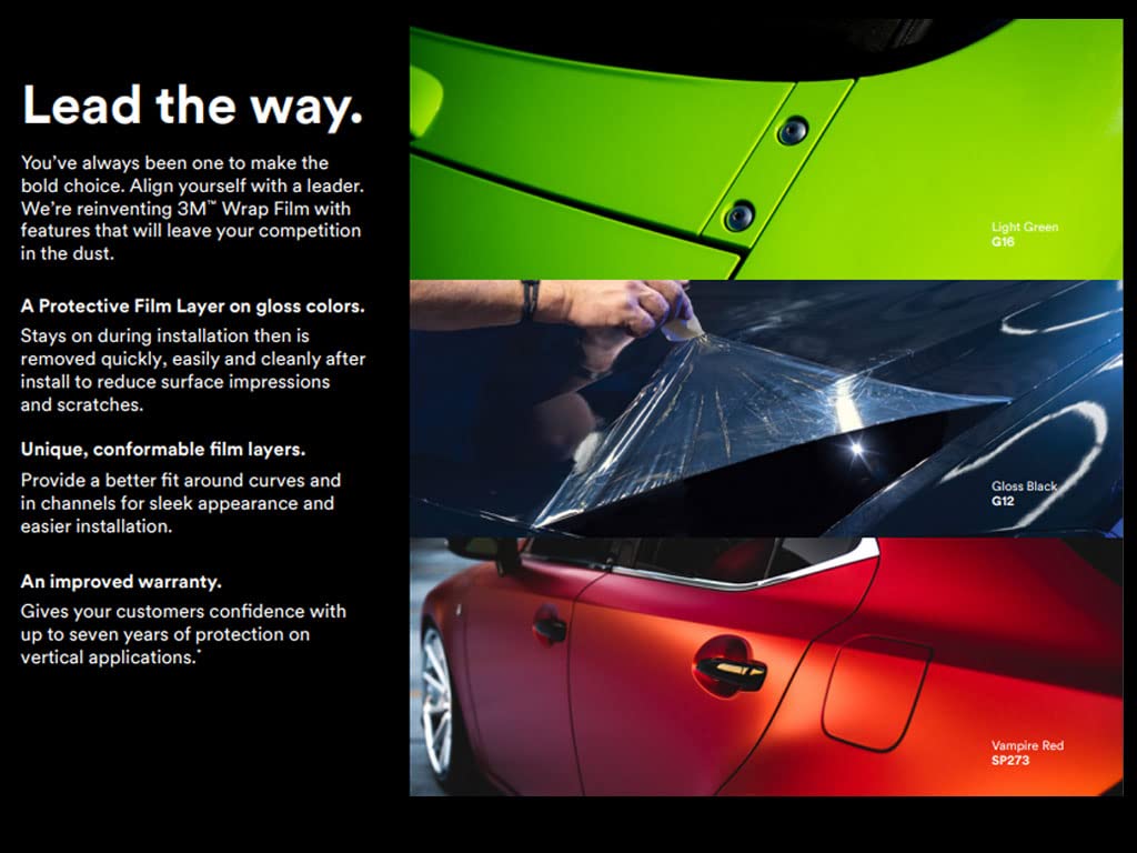 3M 2080 Series M12 Matte Black - 5ft x 6ft - 30sq ft - Dual Cast Lustrous Vinyl Car Wrapping Film - Bubble Free Vehicle Sheet Roll