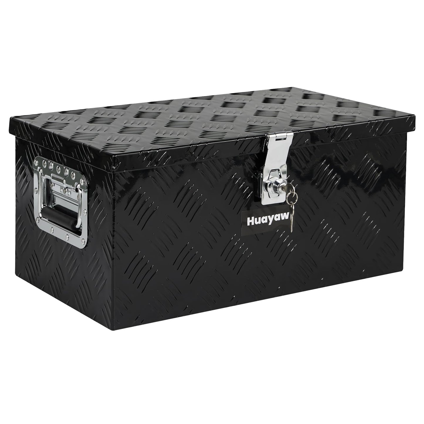 Aluminum Truck Tool Box, Heavy Duty Waterproof Truck Storage Organizer, Pickup Truck Bed RV Trailer with Side Handle, Lock and Keys (Black, 20-INCH)