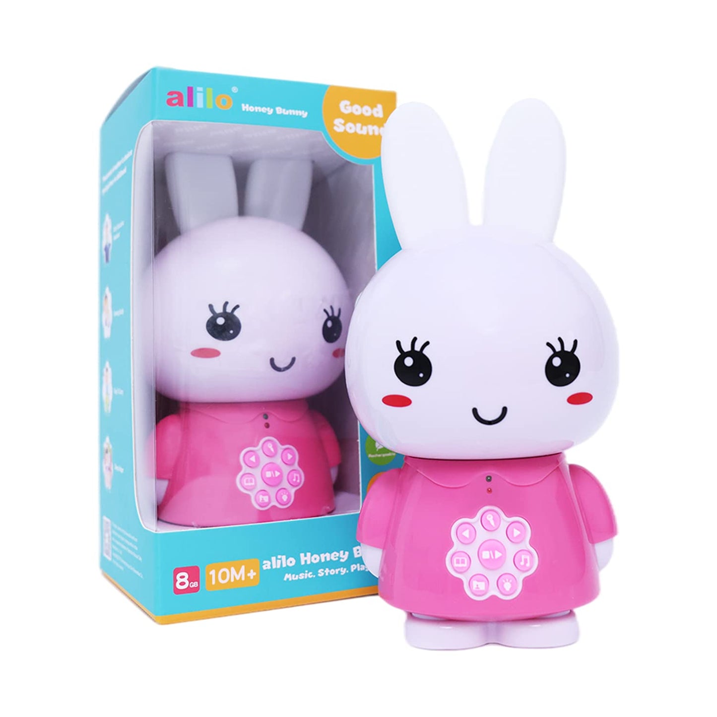 alilo Honey Bunny Kids Music Story Audio Player for Toddlers 1-5, Baby Boy Girl Easter Gifts, Pre-Loaded 16 Stories/48 Nursery Rhymes/12 Soothing Music, with Nightlight, Voice Recording