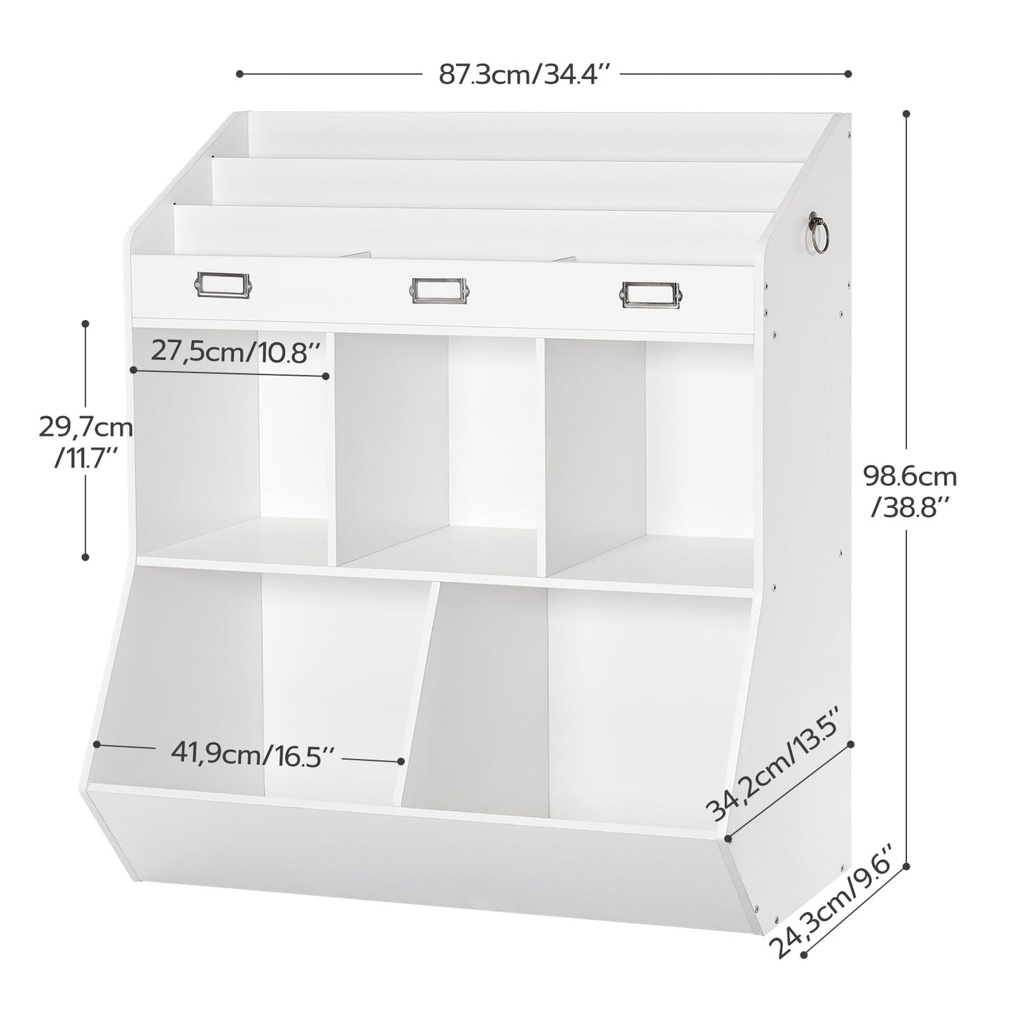 HOOBRO Kids Bookshelf, Toy Organizer and Storage, Bookshelf for Kids, 5 Compartments and 3-Layer Shelves, Bookcase Footboard, for Game Room, Playroom, Nursery, School, White WT34CW01