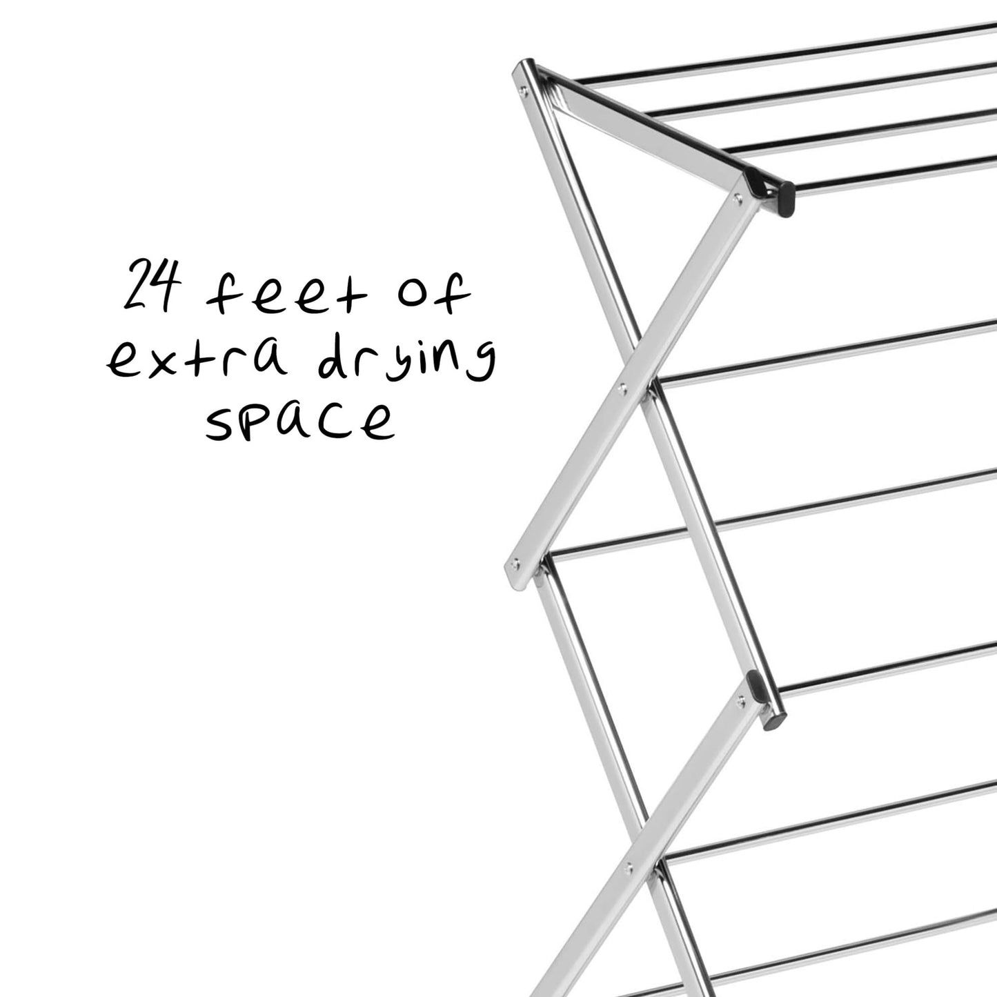 Honey-Can-Do Commercial Accordion Wood Drying Rack, Chrome, for Storage