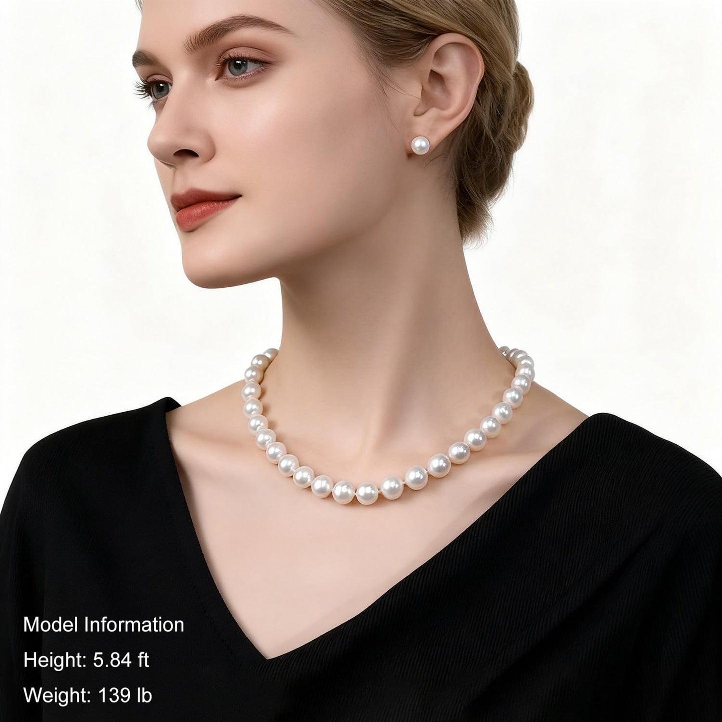 ZoVanHee Freshwater Cultured Pearl Necklace Set Includes Stud Earrings Genuine Pearl Jewelry Gift for Women for Mother's Day, Valentine's Day, Anniversary, Birthday, Wedding