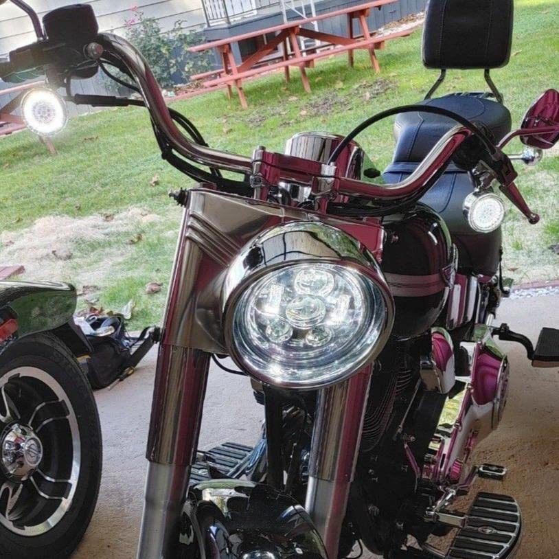 Eagle Lights 7 inch Round LED Generation III Motorcycle Headlight - Fits Harley Davidson with 7 inch Headlights - Plug and Play H4 - Retrofits 2D1 Headlights (Chrome)