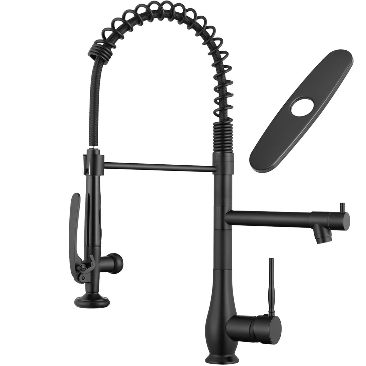 GIMILI Matte Black Kitchen Faucet with Pull Down Sprayer Single Handle High Pressure Kitchen Sink Faucet Commercial Double-Headed Kitchen Faucets