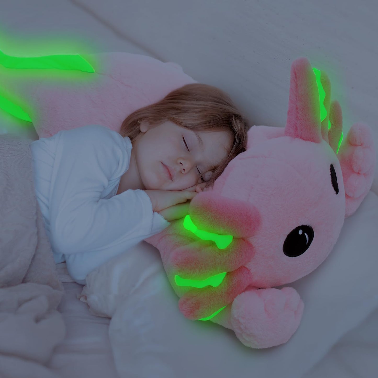 MaoGoLan Giant Axolotl Plush Toy Stuffed Animal, 40" Glow in The Dark Axolotl Plush Pillow for Girl Boy Kid, Soft Jumbo Pink Salamander Body Pillow for Birthday Gift Baby Shower Party Favor Decor
