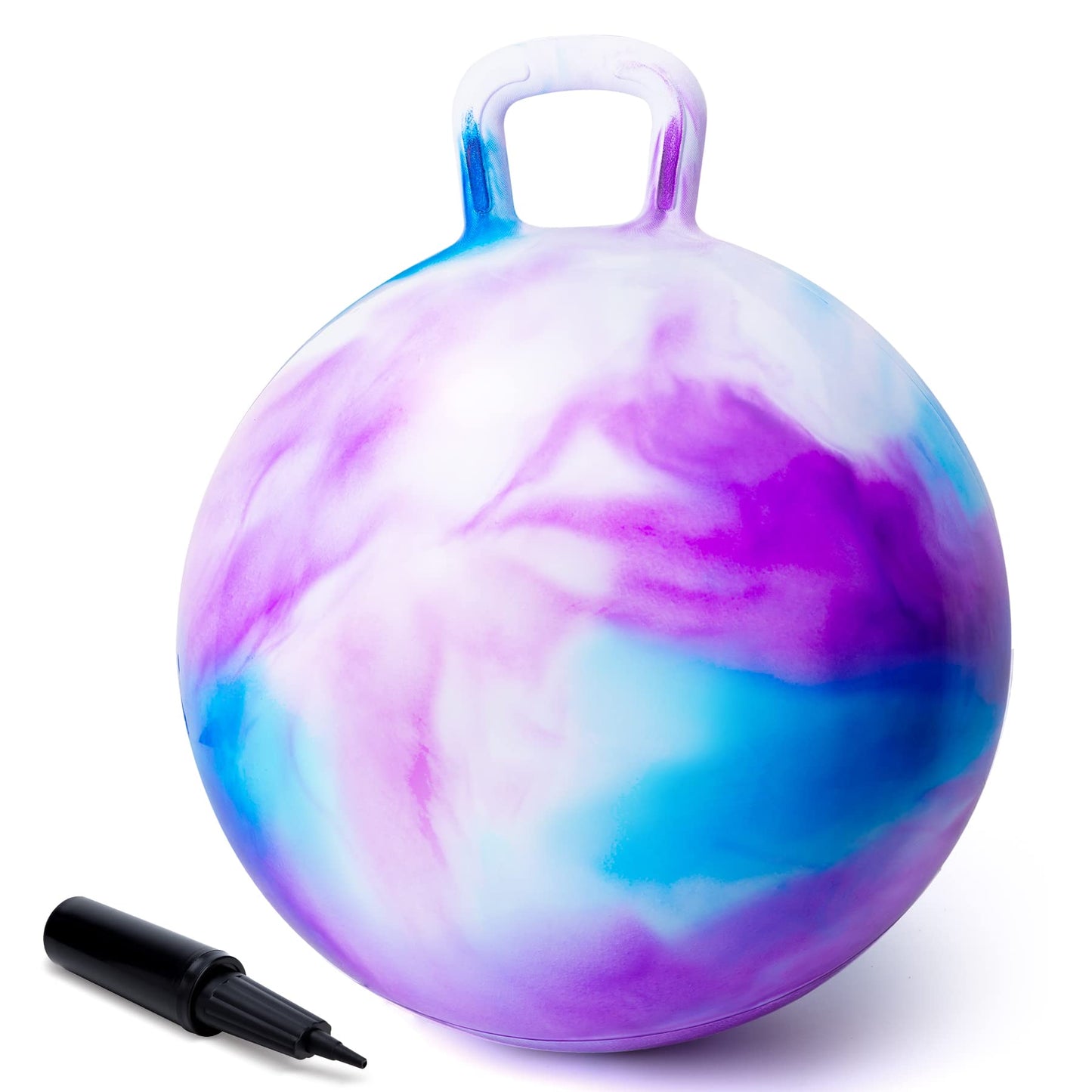 ZOOJOY Hopper Ball, Hopping Toys for Kids, 20 inch Bouncy Ball with Handle for Boys Girls Aged 5-12, Inflatable Clouds Bounce Hopper Toy with Pump