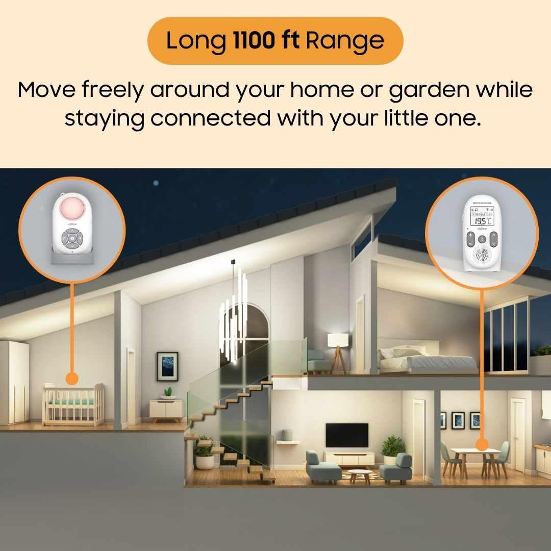 Chillax Baby 360 Digital Audio Monitor | 4-in-1 Baby Monitor with Night Light, Soothing Sound Machine, Room Temperature Sensor & Long-Range DECT 6.0 Audio | Portable & Rechargeable with Two-Way Talk