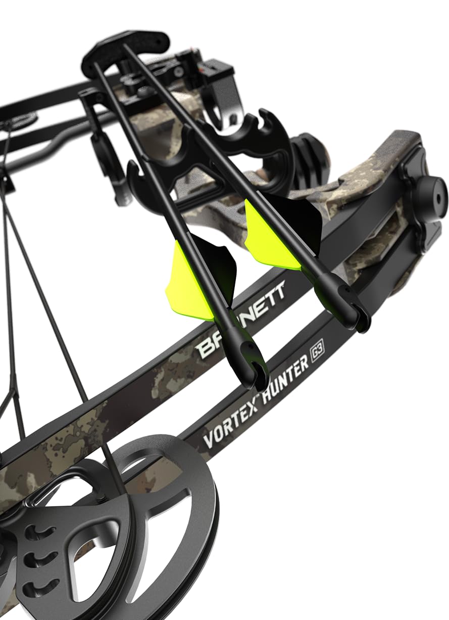 Barnett Vortex Hunter G3 Compound Bow - 45-60lb Draw Weight, 26-30in Draw Length, Veil Camo, with D Loop, Arrow Rest, Quiver, Stabilizer, Adjustable 3 Pin Fiber Optic Sight - for Teens & Adults