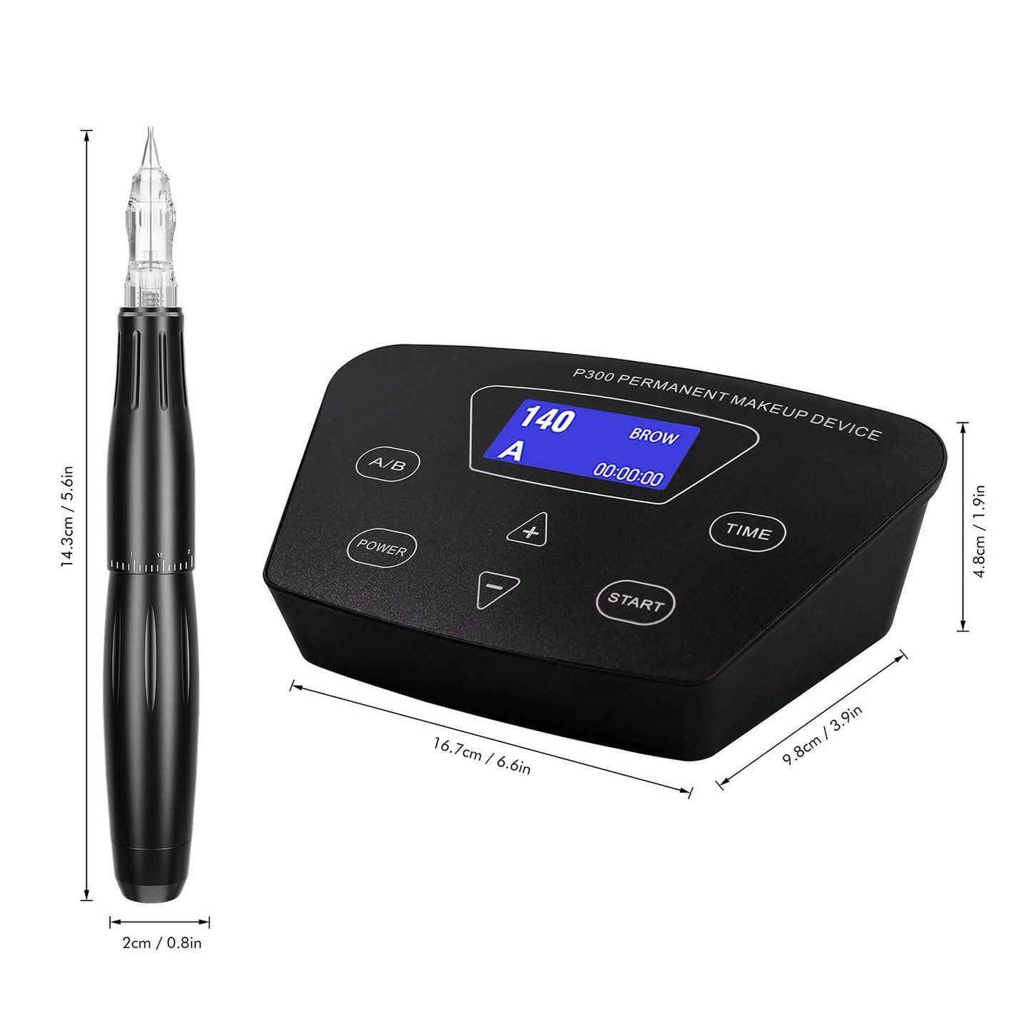Permanent Makeup Machine - BIOAMSER P300 Permanent Makeup Tattoo Machines Device Kit Include Digital Permanent Makeup Power Supply Permanent Makeup Tattoo Pen and 2 Clip Cord with 10pcs Needles