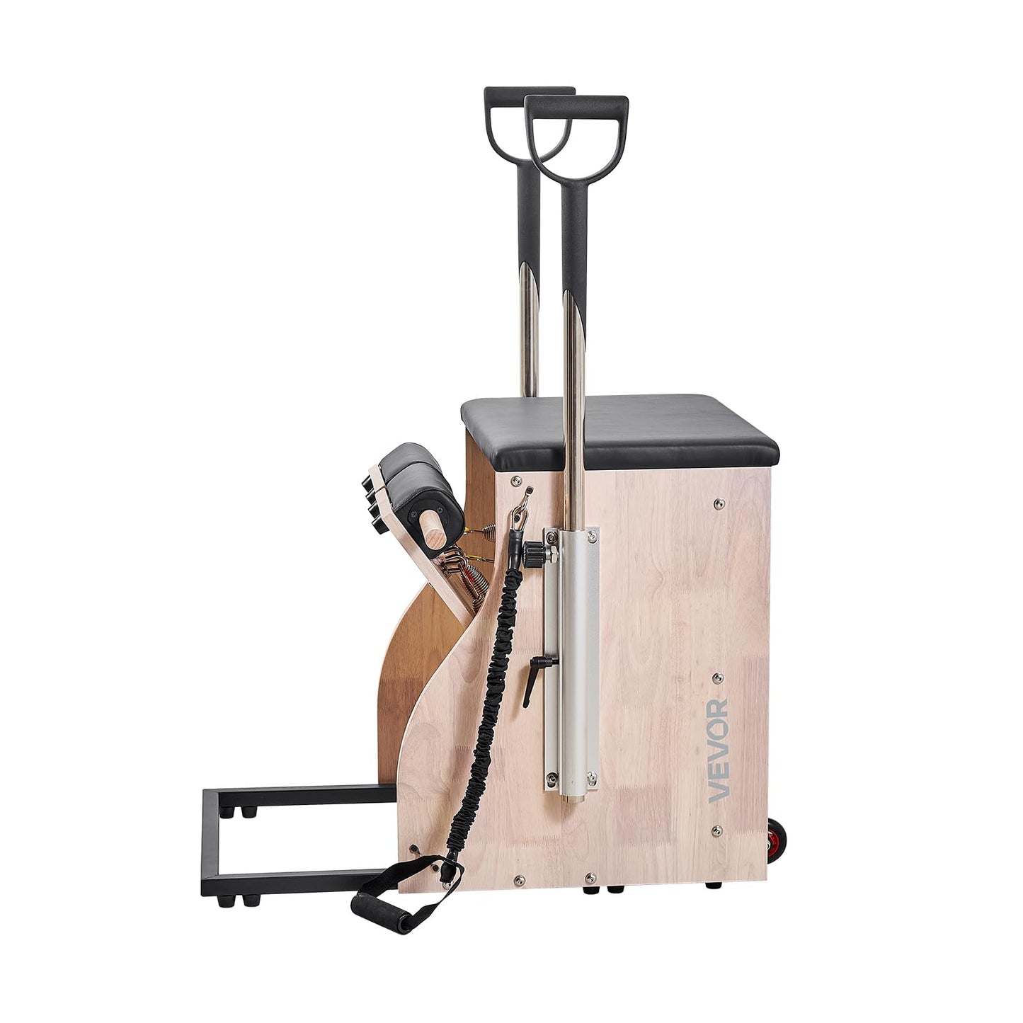 VEVOR Pilates Chair, Split-Pedal Stability Combo Chairs with Handles, Rubber Wood Frame Yoga Fitness Trainer, Exercise Reformer, Pilates Resistance-Workout Equipment, for Home Gym Studio Workout