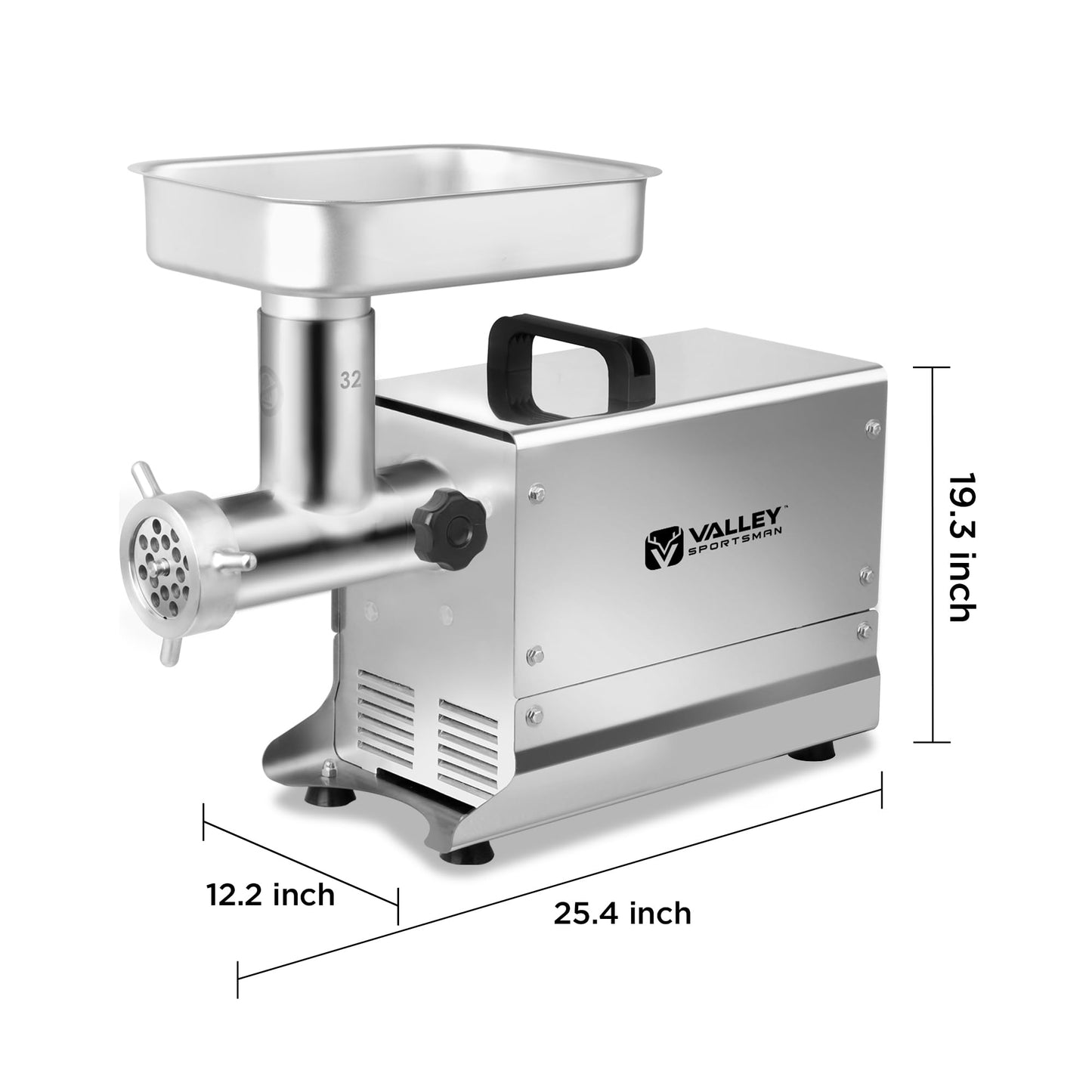 Valley Sportsman #32 Commercial Electric Meat Grinder, 1.5 HP 880 lbs/hr, Stainless Steel Heavy Duty Meat Mincer, Sausage Stuffer, Meat Grinder Machine, Ideal for Commercial and Professional Use