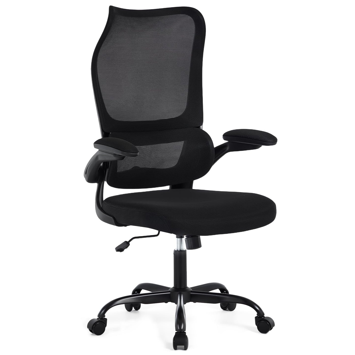 Ergonomic Office Chair, High Back Breathable Mesh Computer Desk Chair with Adjustable Lumbar Support and Flip-Up Armrests, 300LB Capacity Executive Swivel Task Gaming Seat for Home and Office (Black)