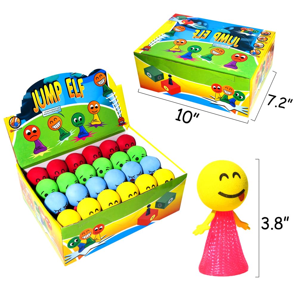 PROLOSO Jumping Popper Colorful Spring Launchers Bouncy Toy Balls 24 Pcs