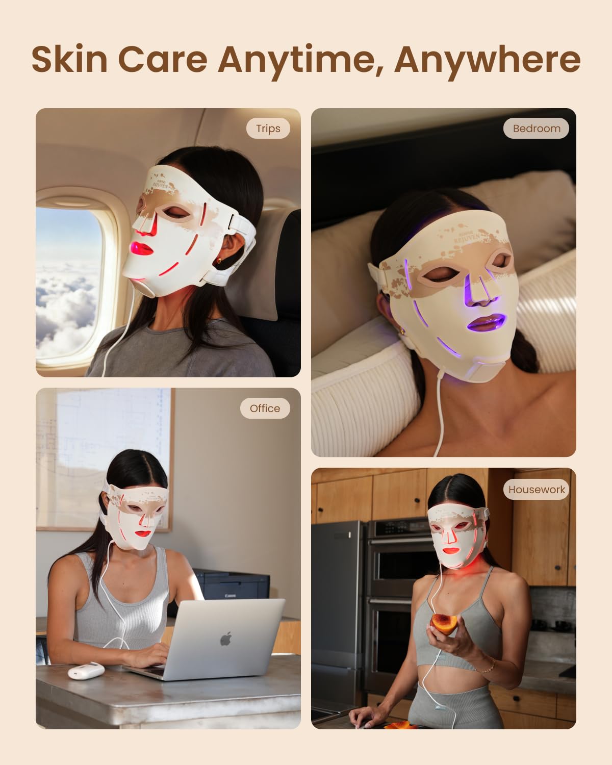 RENPHO 4D Red Light Therapy Mask for Face 2026, Birthday Gifts for Women Mom Wife, 324 LEDs Full Face Coverage & 3 Light Modes, Cordless LED Red Light Therapy Face Mask for Home Use & Travel
